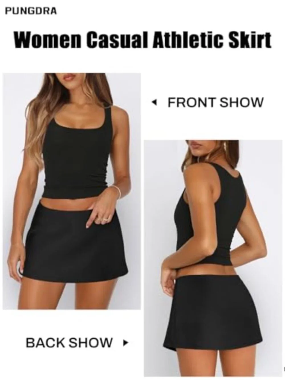 Women's Skort with Built-In Shorts Low Rise A-Line Mini Skirt Stretch